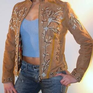 FLORA SMITH ITALY embroidered suede jacket